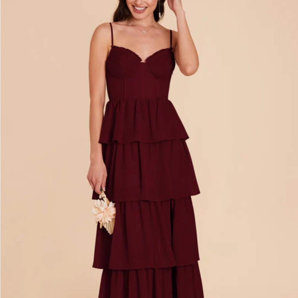 Birdy Grey Burgundy Tiered Maxi Dress